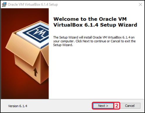Welcome page of the VirtualBox setup wizard