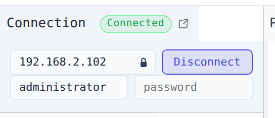 Connection panel, connected