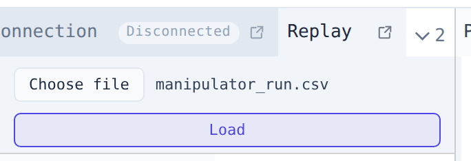 Replay panel with a file selected