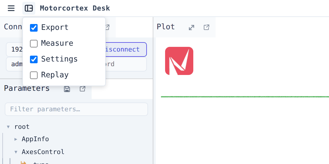 View menu with panel checkboxes