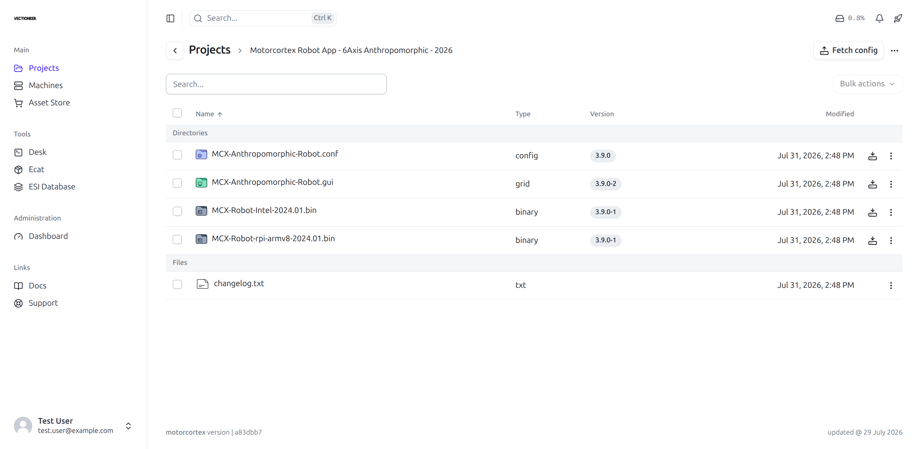 A project showing config, grid and binary packages in the Directories group