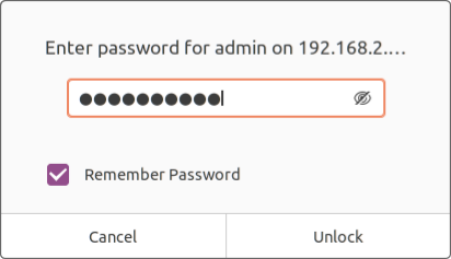 Ubuntu Files password prompt for the SFTP connection to the controller